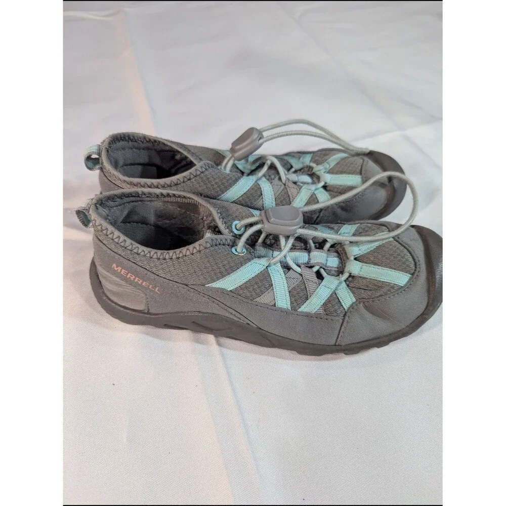Merrell Kids Gray and Light Blue Elastic Lace Water Shoes
